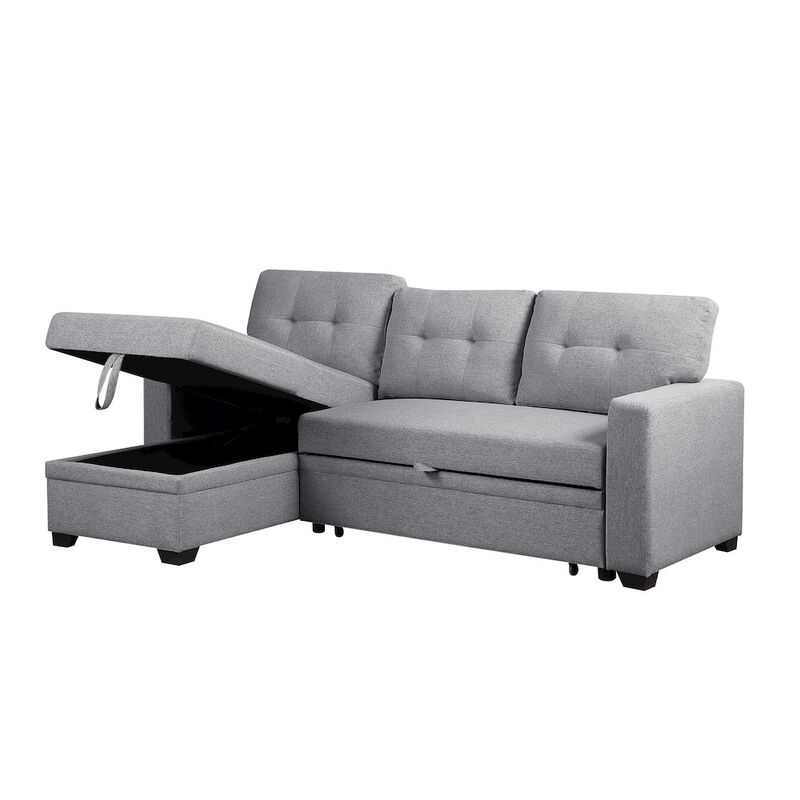 CP HomeDecor Devion Furniture Polyester Fabric Reversible Sleeper Sectional Sofa - Light Gray
