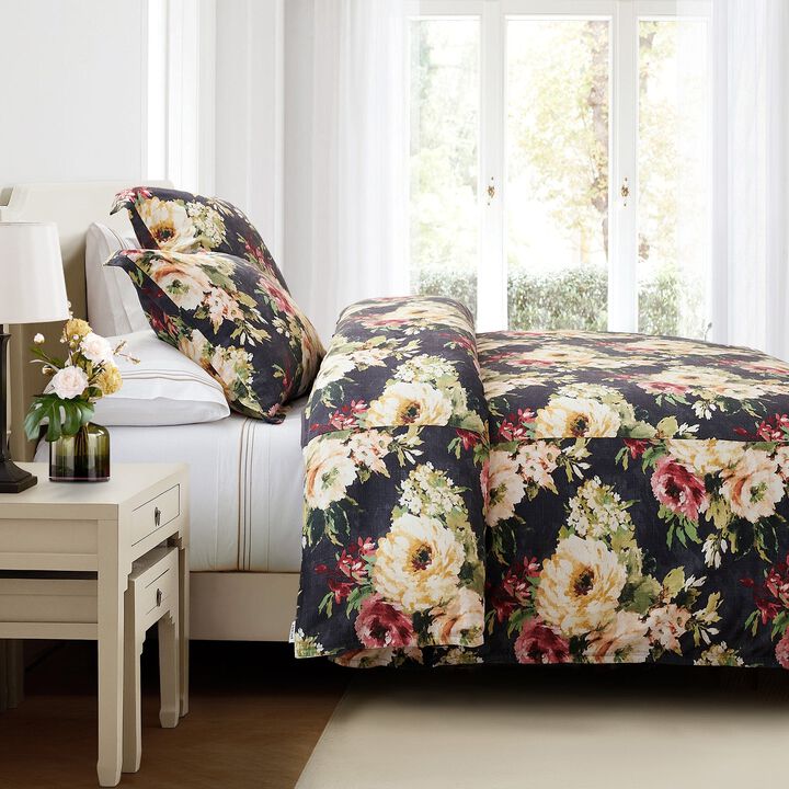 Peony Charcoal Queen Comforter Set