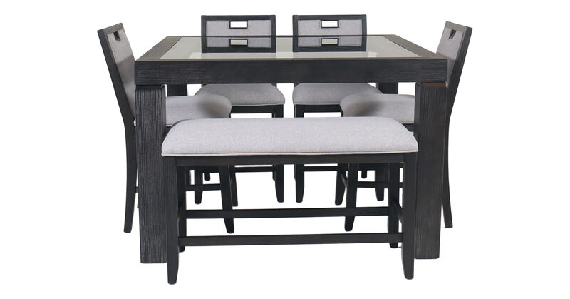 Elodie Counter Table with Bench & 4 Stools image number 0