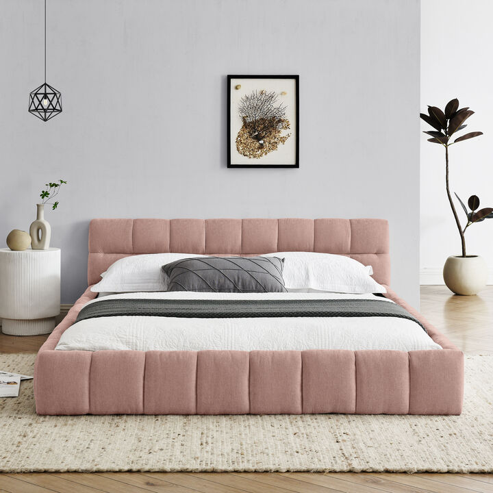 Merax Grounded Queen-Size Upholstered Platform Bed
