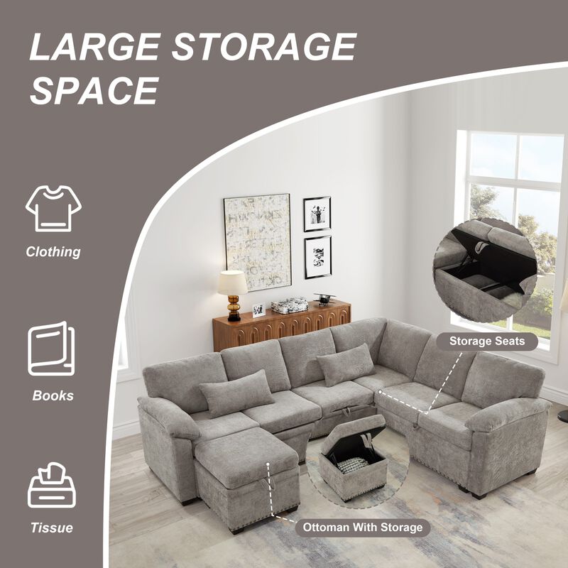 Jibvar L-Shaped Sectional Sofa Bed image number 5