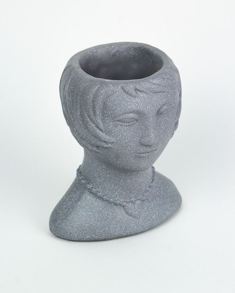 Set of 2 Roaring 20's Flapper Lady Gray Concrete Head Mini Planter 6 Inches Tall image number 1