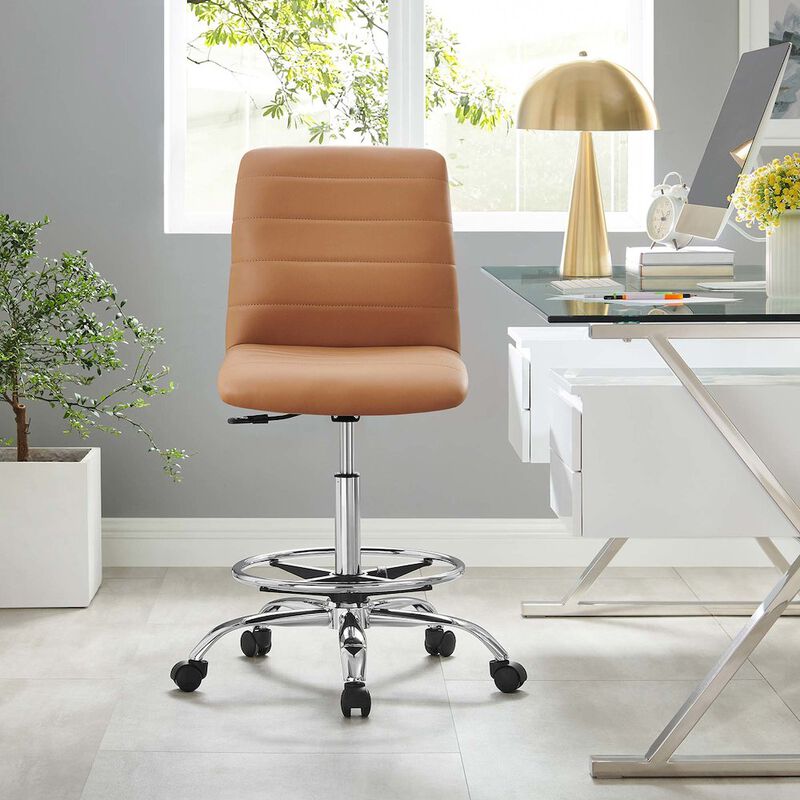 Modway Furniture - Ripple Armless Vegan Leather Drafting Chair image number 8