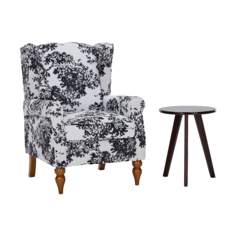 GOODSILO Vintage Luxury Wingback Armchair and Coffee Table Set for Living Room Relaxation and Style Enhancement image number 0