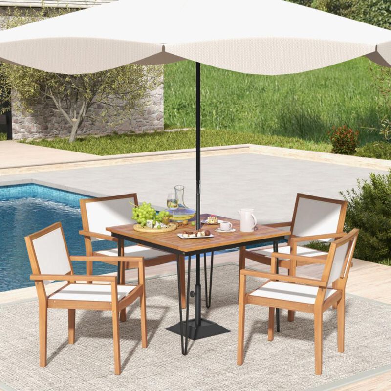 Hivvago Stackable Outdoor Dining Chair Set of 2 with Acacia Wood Frame