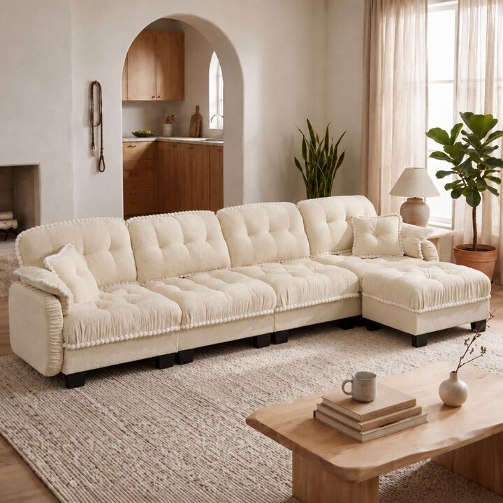 Ziworl Chenille Cloud L-Shaped Sectional