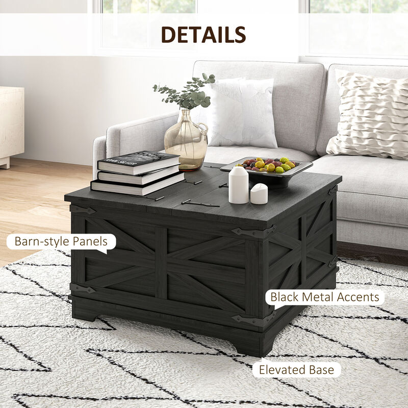 Hivvago Square Coffee Table with Hidden Compartment image number 5