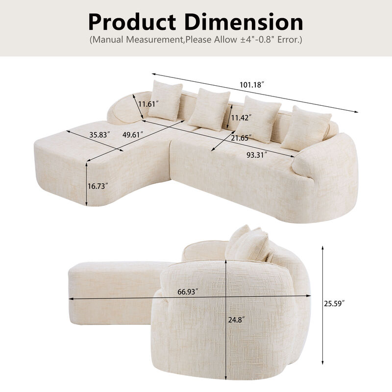 TATEUS L-shaped high-elastic sponge compressed sofa
