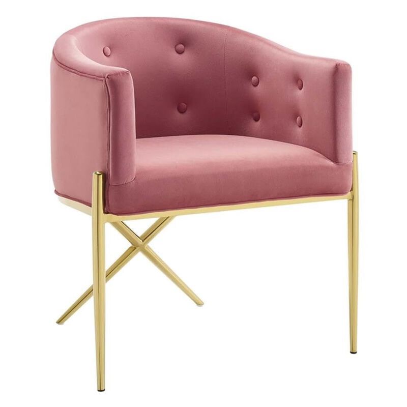 Modway Savour Tufted Performance Velvet Accent Dining Armchair, Dusty Rose 23 x 26 x 29.5 image number 0