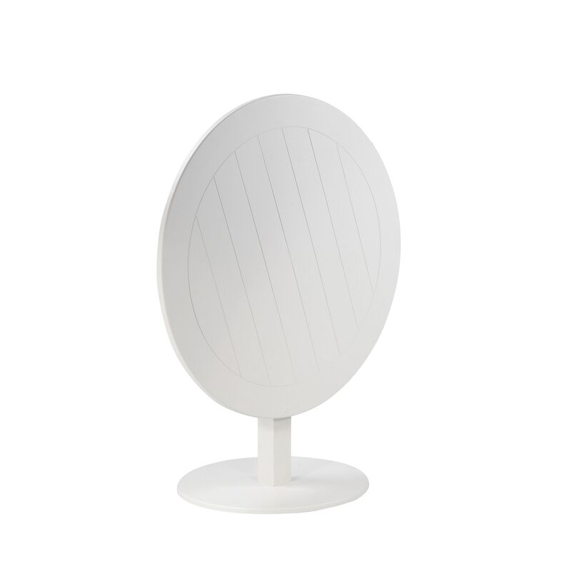 Keli 35 Inch Round Dining Table, White Aluminum Frame, Foldable Design image number 1