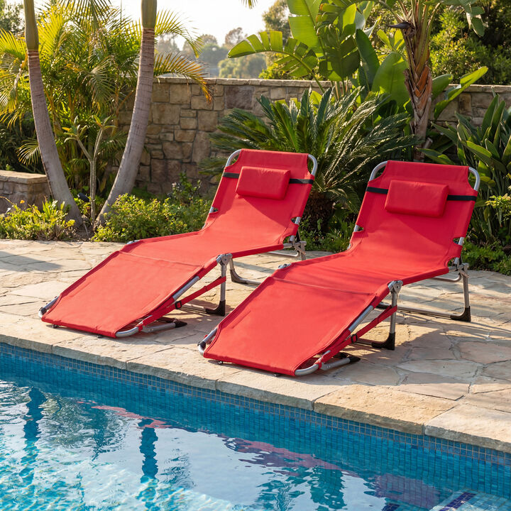 2-Piece Tanning Chairs with Face and Arm Holes, 4-Level Adjustable Backrest