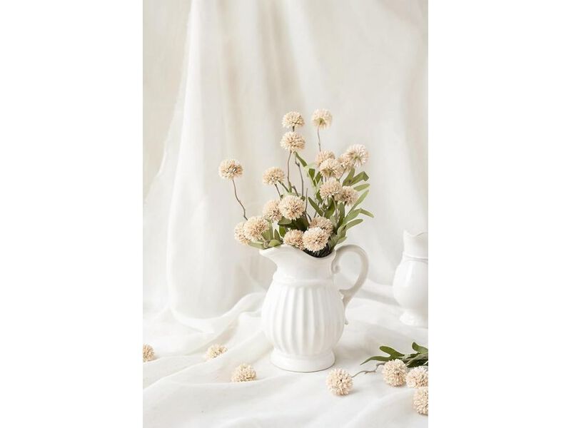 5 Piece Beige Artificial Mum Flower Stems Wedding Centerpiece Decor image number 1