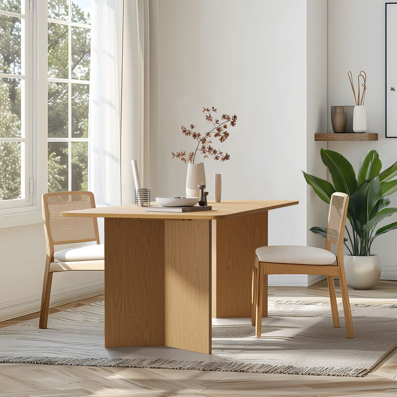 Brix 67V-Shaped Leg Square Wooden Dining Table in Walnut Color(Seats 6).