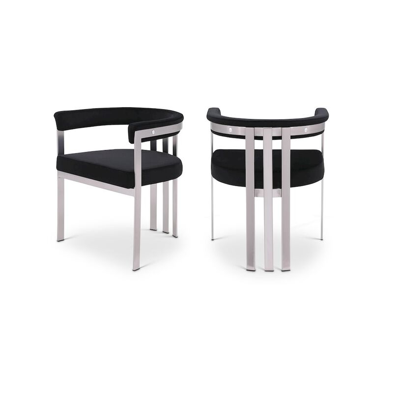 Meridian Furniture Marcello Black Velvet Dining Chair, Set of 2