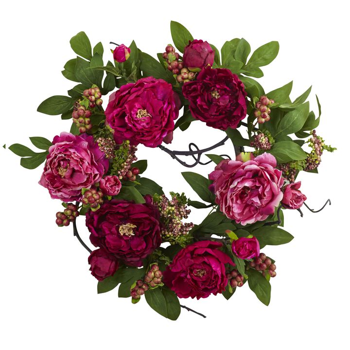 Hivvago 20'' Peony & Berry Wreath