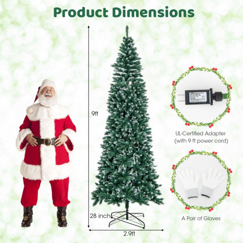 Hivvago 9 FT Pre-Lit Artificial Christmas Tree with 1298 Snowy Branch Tips image number 8