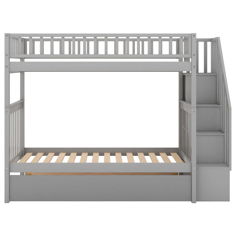 Whisen Twin over Twin Bunk Bed with Trundle and Storage