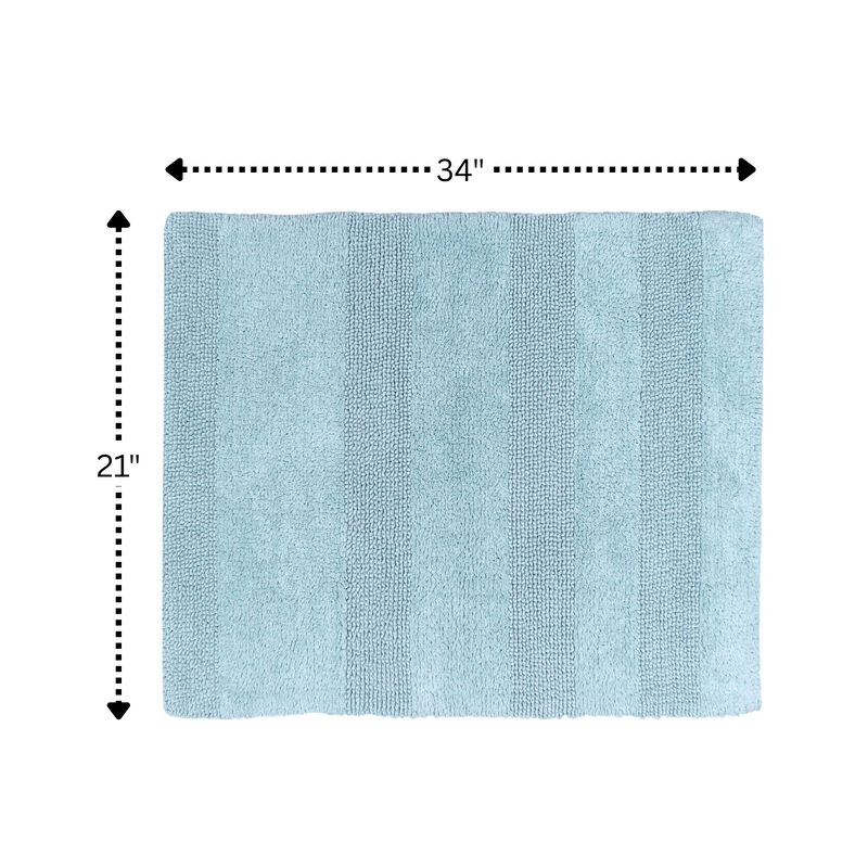 Splendid Striped Soft Plush Cotton Bath Rug 21" X 34" Aqua by Castle Hill London