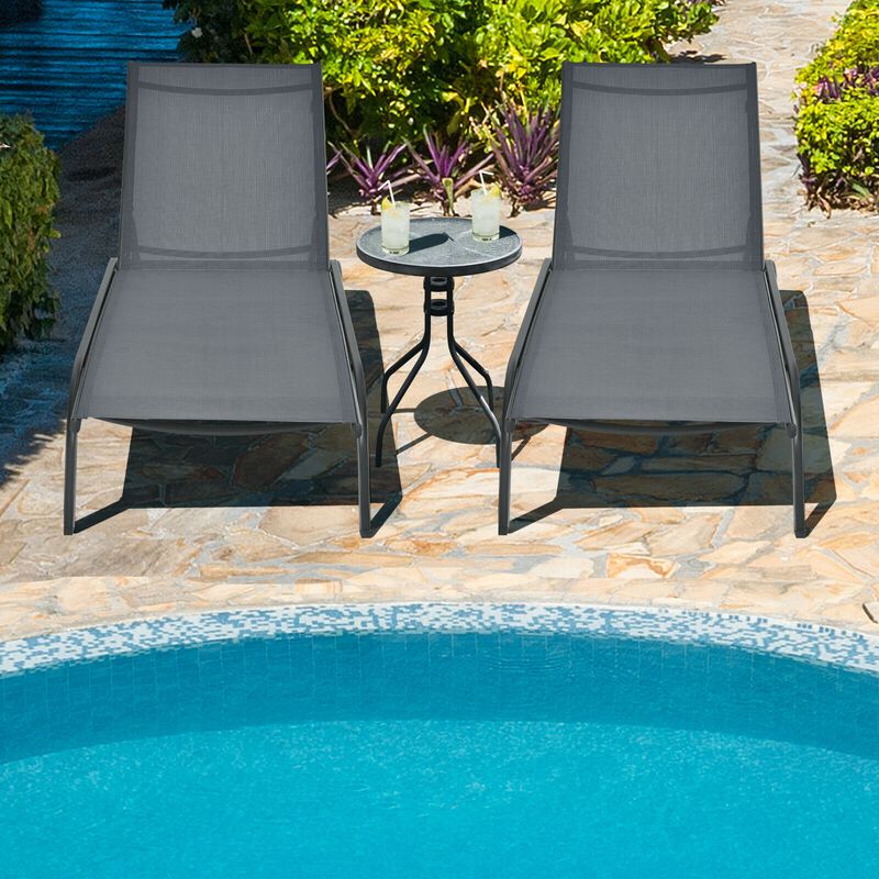 6-Poisition Adjustable Outdoor Chaise Recliner with Wheels