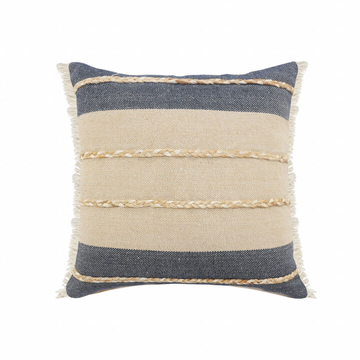 Boho Jute Coastal Zippered Pillow &ndash; Decorative Cushion for Couch, Chair, or Bed