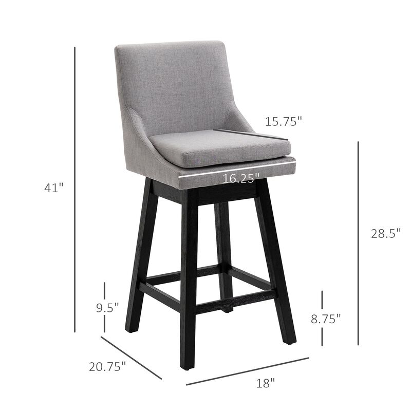 Light Gray Bar Seats: 28.5" Counter Height Stools Set of 2