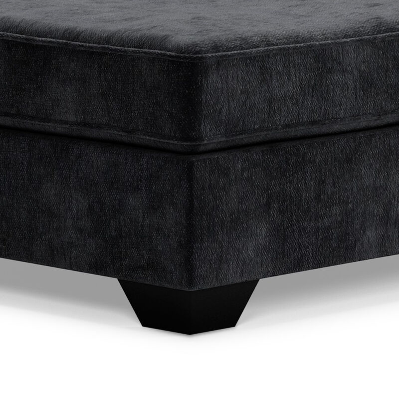 Lavie Square Oversized Accent Ottoman, Charcoal Gray Polyester 51 Inch