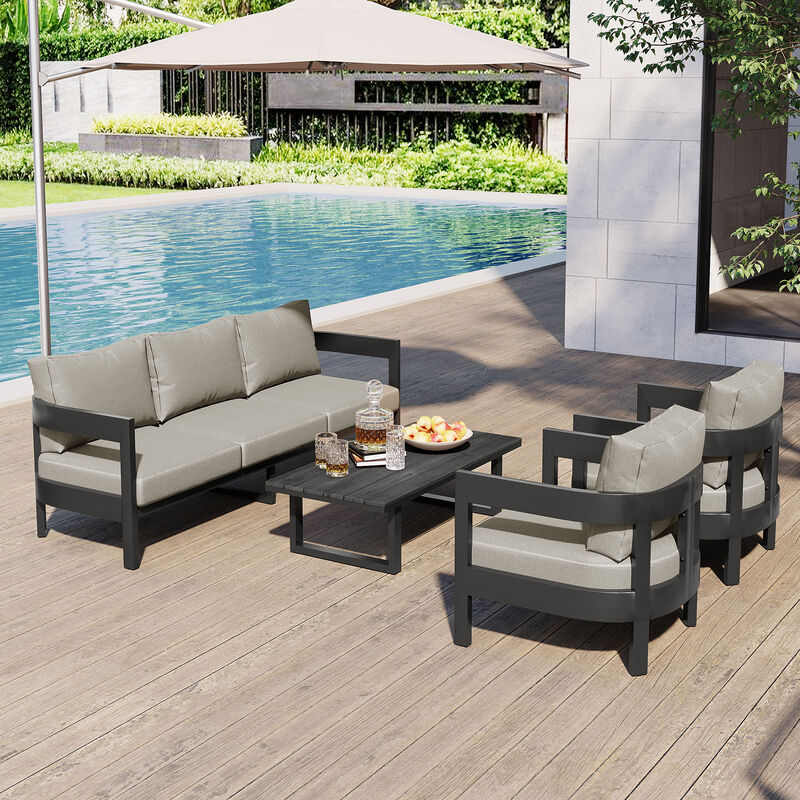 Merax Outdoor Sofa Chairs Coffee Table Seating Set