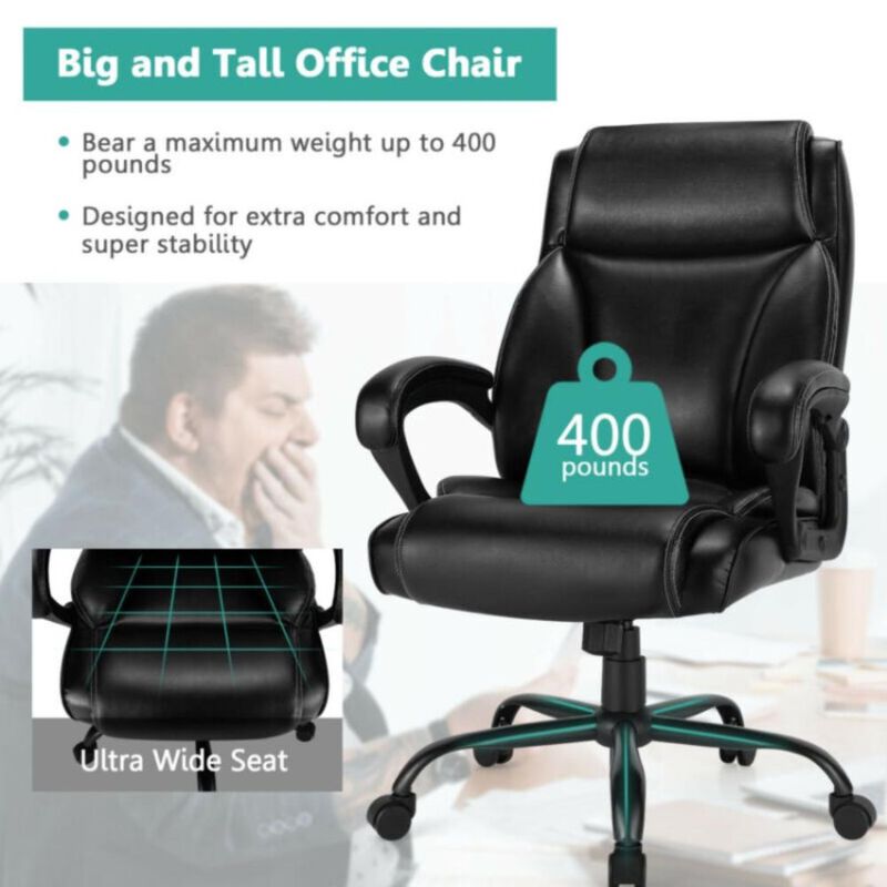 Hivvago 400 Pounds Big and Tall Adjustable High Back Leather Office Chair