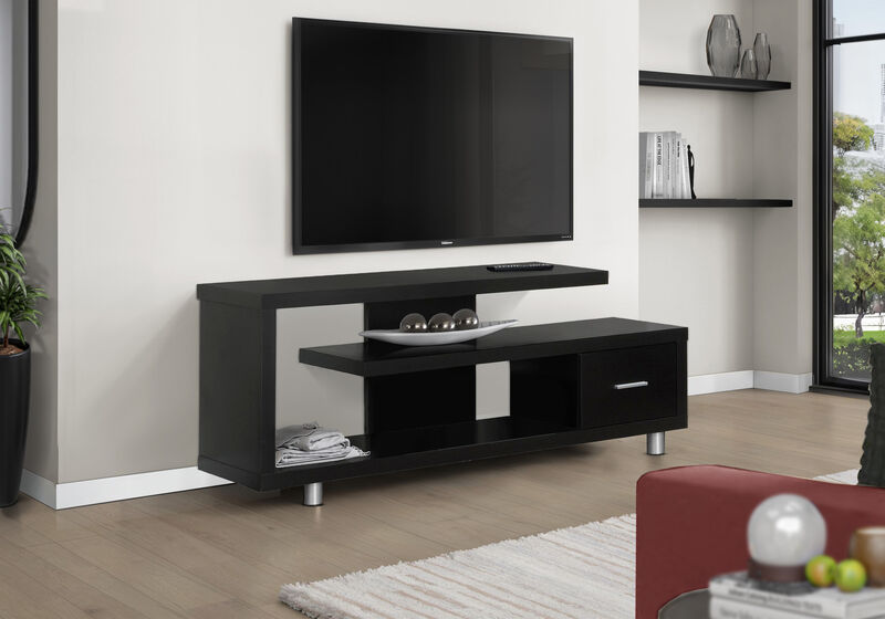 Modern TV Stand with Cabinets &ndash; Functional Enclosed Storage Entertainment Center for Home and Living Room