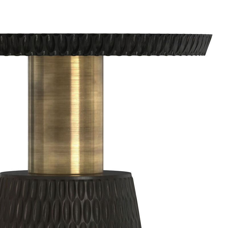 Breanna 16 inch Wide Solid Mango/Metal Contemporary End Table in Black/Gold