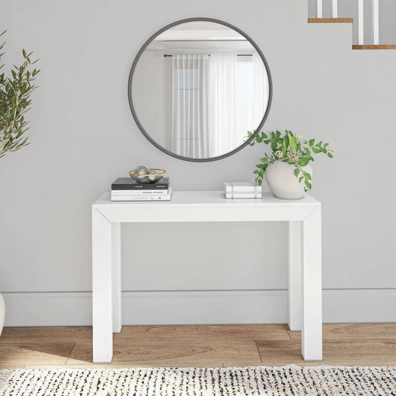 Hivvago Solid Wooden Modern Accent Console Table / Sofa Table in White Wood Finish