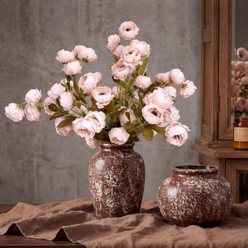 8 Piece Pink Artificial Peony Flower Stems Vase Filler Silk image number 3