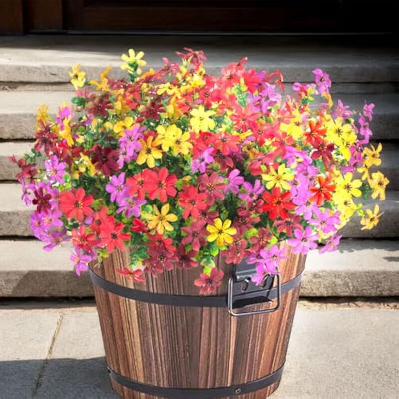 12 Bundle Artificial Daisy Flowers UV Resistant Outdoor Window Box Decor image number 3