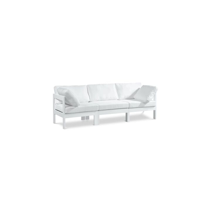 Meridian Furniture Nizuc White Water Resistant Fabric Outdoor Patio Modular Sofa