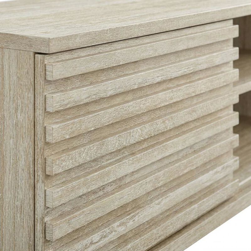 Gray faux wall-mount media console, solid construction, 70-inch design image number 5