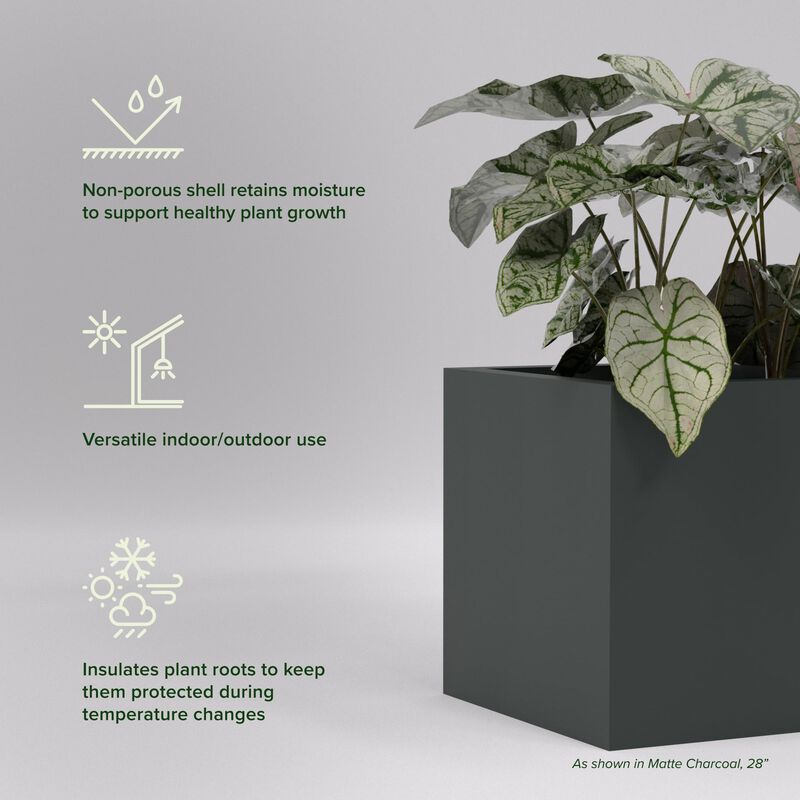 Greenline Fiberglass Jack Square Cube Planter - Indoor/Outdoor Large Fiberglass Lightweight Planter.