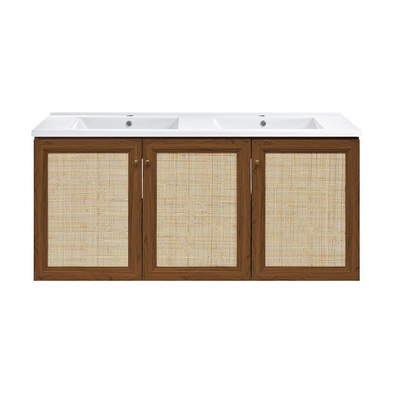 Classe 48" Wall-Mounted Bathroom Vanity with Double Basin Sink Top image number 0