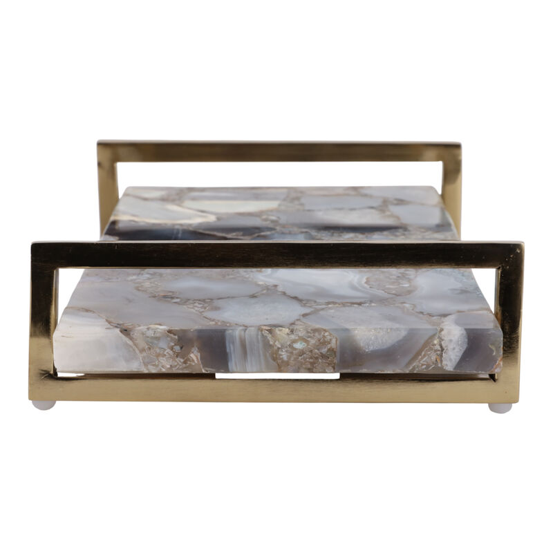 14x9 Agate Tray W/Gold Handles image number 2