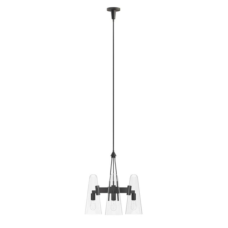 Modway Beacon 3-Light Pendant Light in Clear Black, 20.5 x 20.5 x 73 image number 1