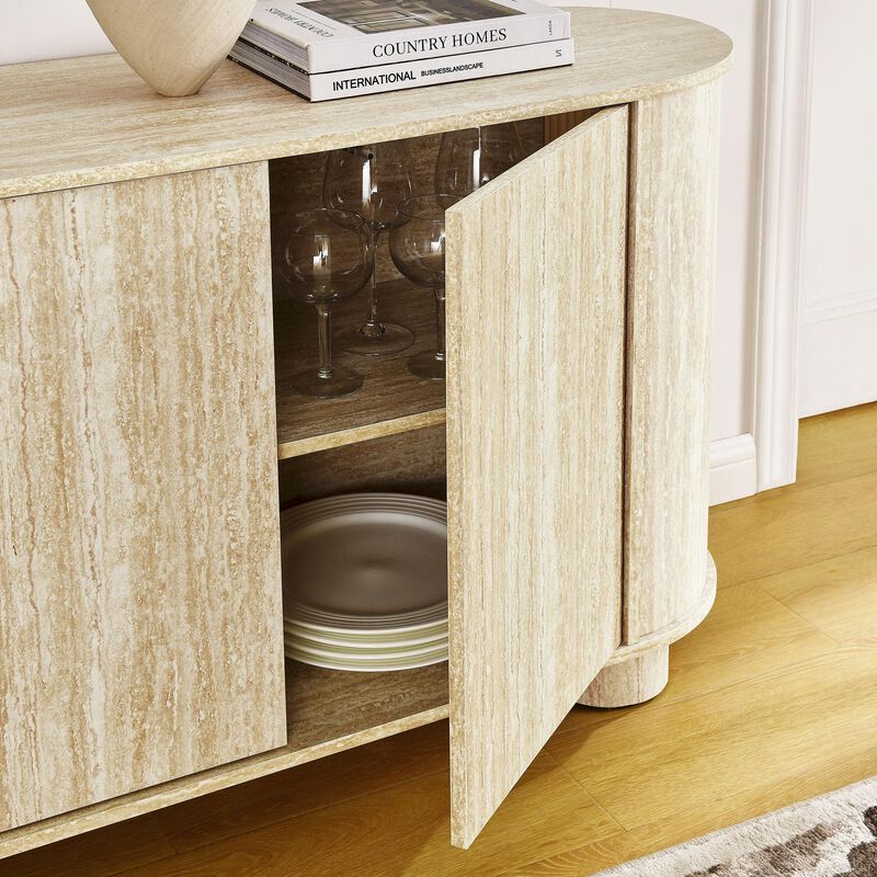 Overture 63" Oval Sideboard in Travertine image number 5