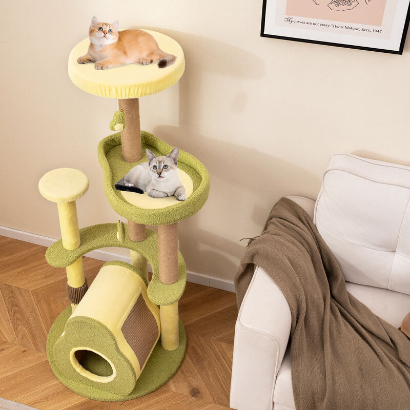 Whimsical Avocado Cat Tree – Multi-Level Freestanding Tower with Hideout Condo