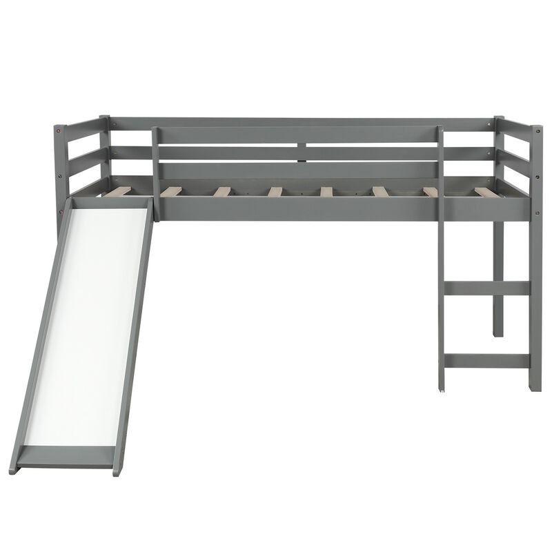 Durable Low Loft Bed with Slide &ndash; Playful Twin Frame with Built-In Ladder image number 4