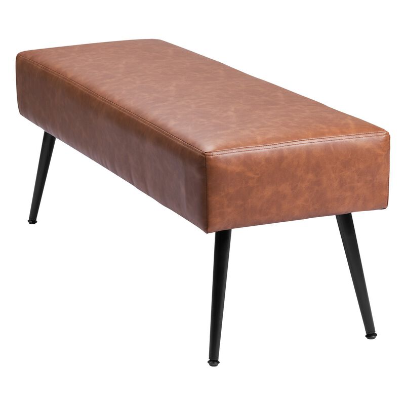 PU Leather Bedroom Bench with Legs, Upholstered Shoe Bench for Entryway and Hallway Seating-Brown image number 9