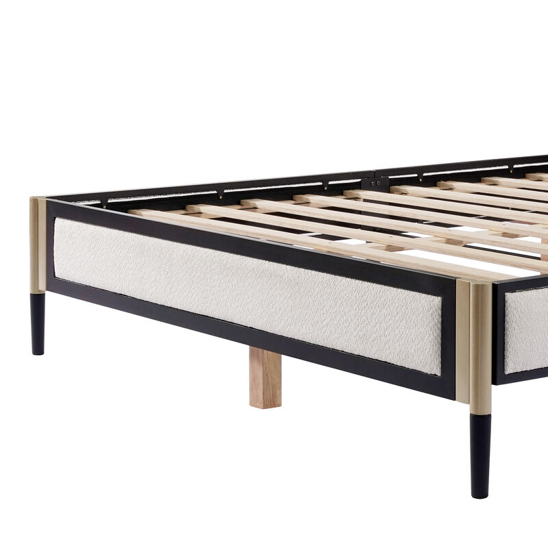 Christopher Knight Home Verve Modern Champagne Silver Metal Platform Bed Frame with Boucle Headboard
