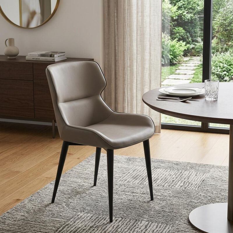HomeRoots Gray and Black Upholstered Faux Leather Dining Side Chair image number 1
