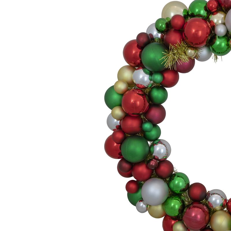 Traditional Colors 2-Finish Shatterproof Ball Christmas Wreath  36-Inch image number 4