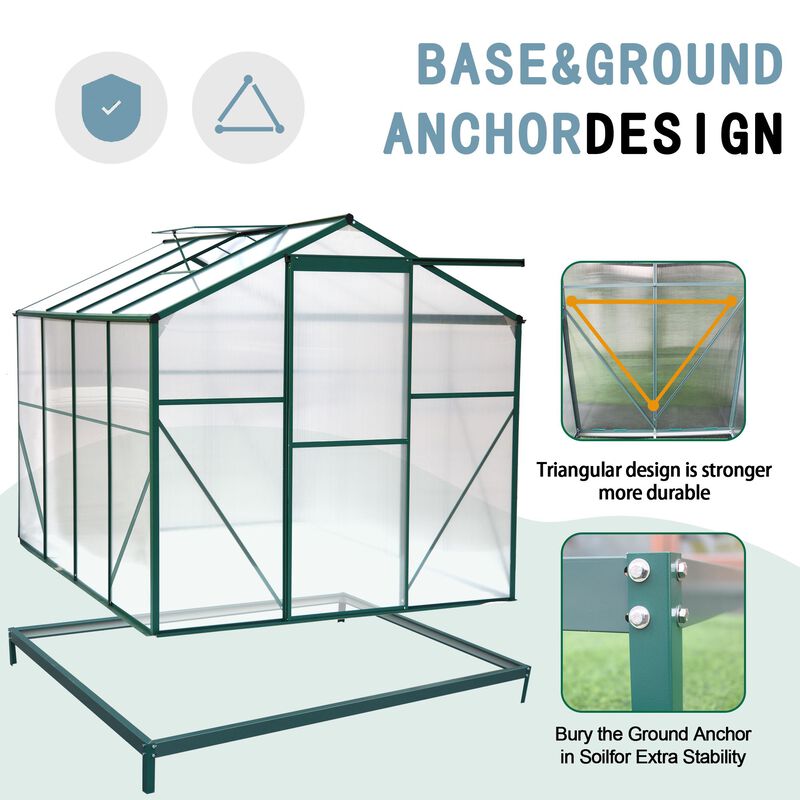 Polycarbonate Greenhouse,6'x 8' Heavy Duty Walk-in Plant Garden Greenhouse for Backyard/Outdoor image number 4