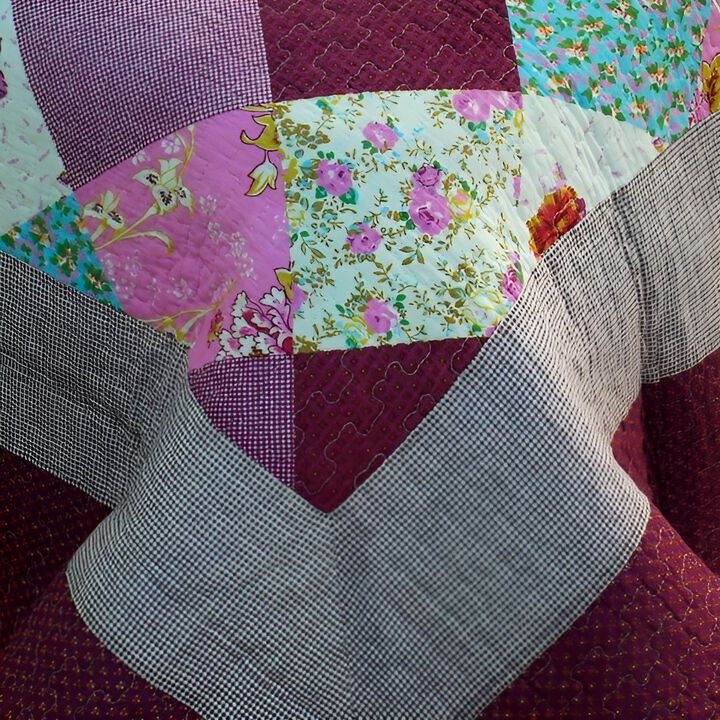 3-Piece Cotton Vermicelli Quilted Printed Quilt Set with Matching Shams