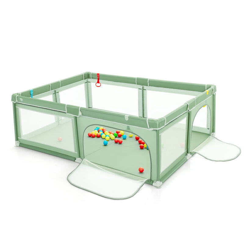 81 x 58 Inch Portable Baby Playpen with Ocean Balls and Handlebars