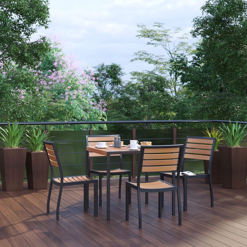Faux Teak Patio Table-4 Chairs image number 1